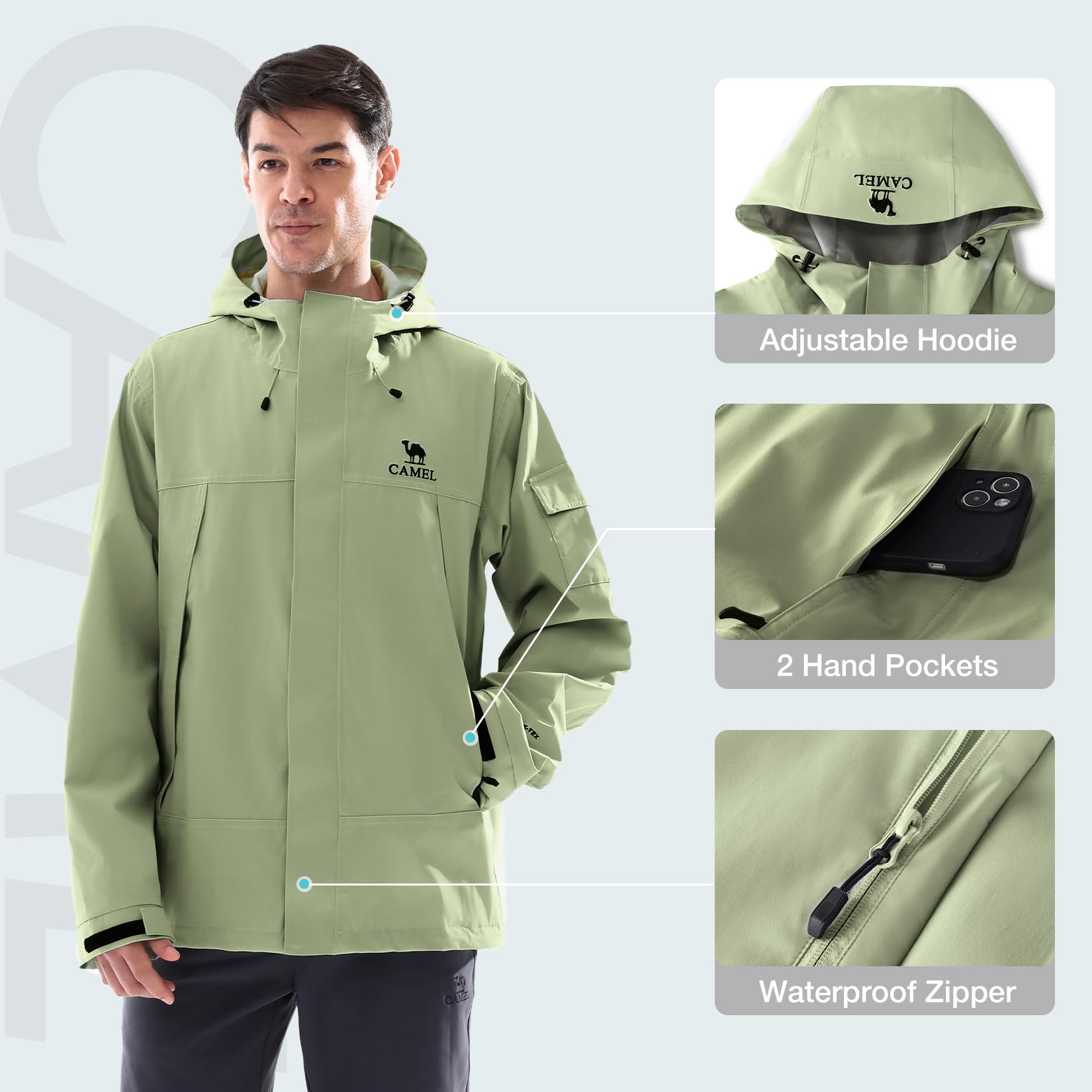 GOLDEN CAMEL Men's Rain Jacket - đánh giá và giá Outdoor Adventure Windbreaker